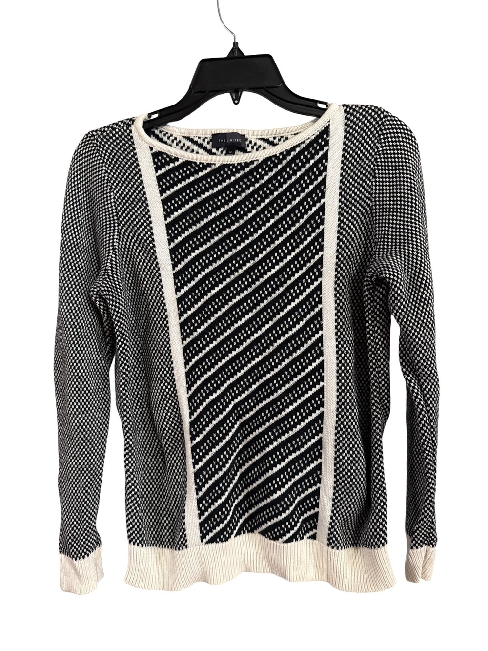 The Limited Sweater Size M Black White Patterned Knit Pullover